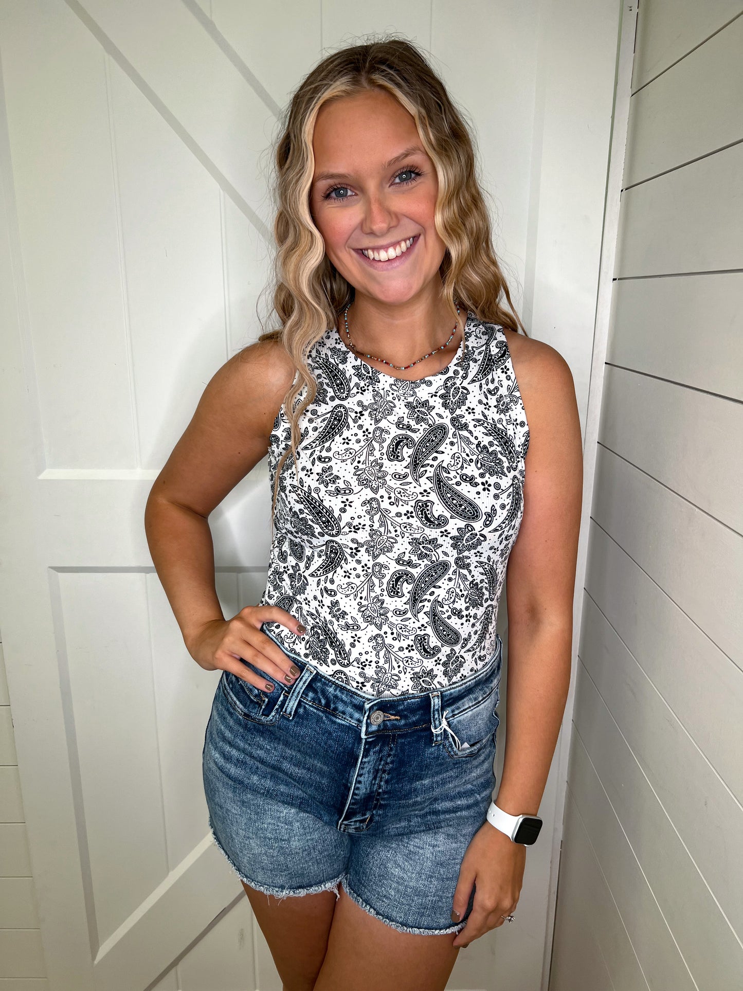 Jordyn Bandana Print Bodysuit-Shirts & Tops-Southern Grace Wholesale--The Twisted Chandelier