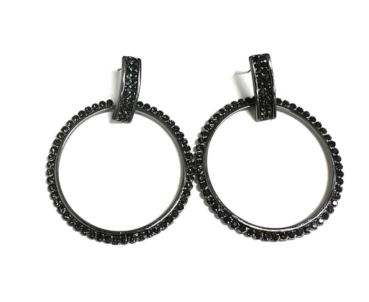 Pave Rhinestone Door Knocker Earrings-Earrings-POSH Jewelry Co--The Twisted Chandelier