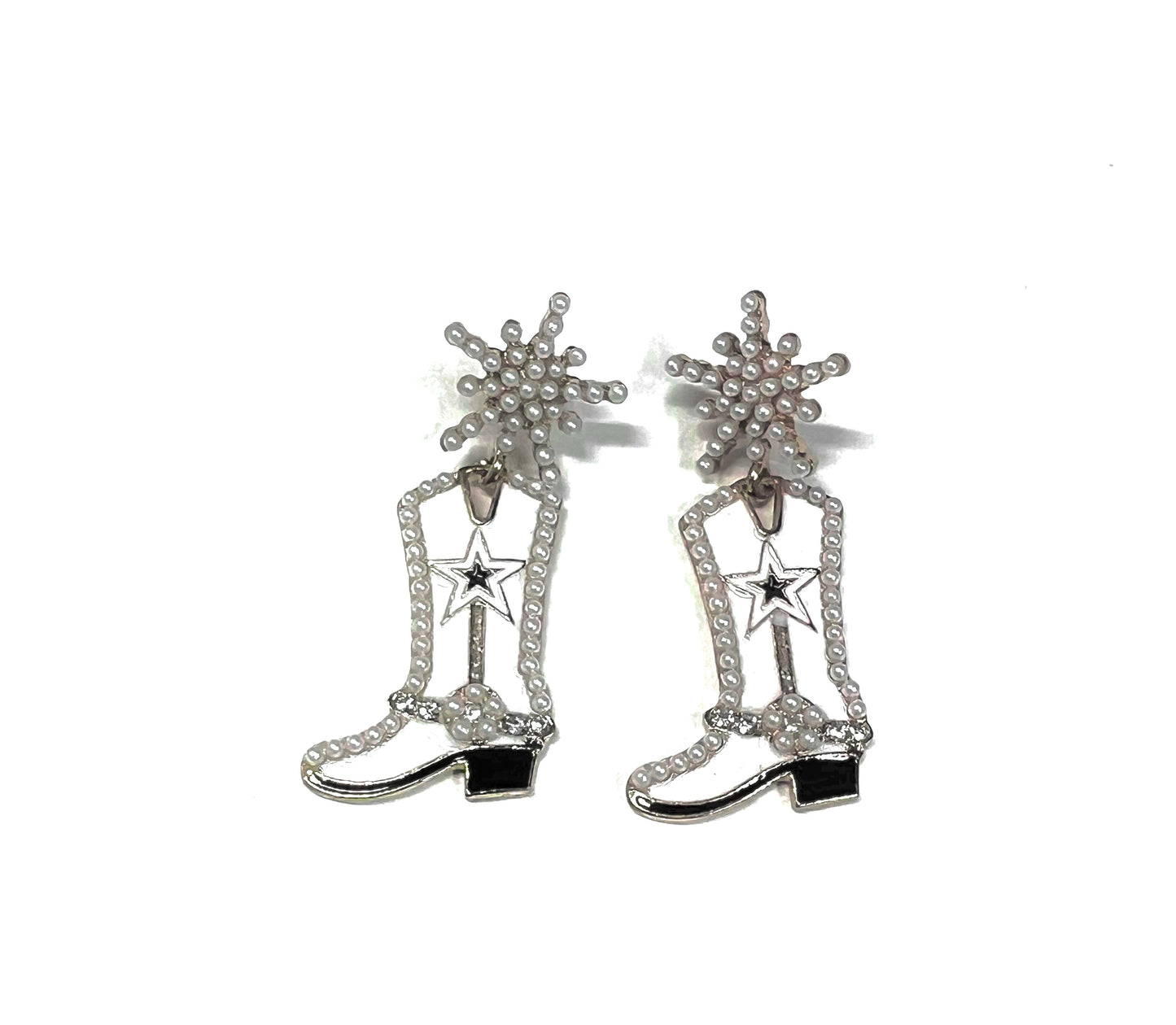 White Cowgirl Boots Earrings-Earrings-Kenze Pannee-04/25-The Twisted Chandelier