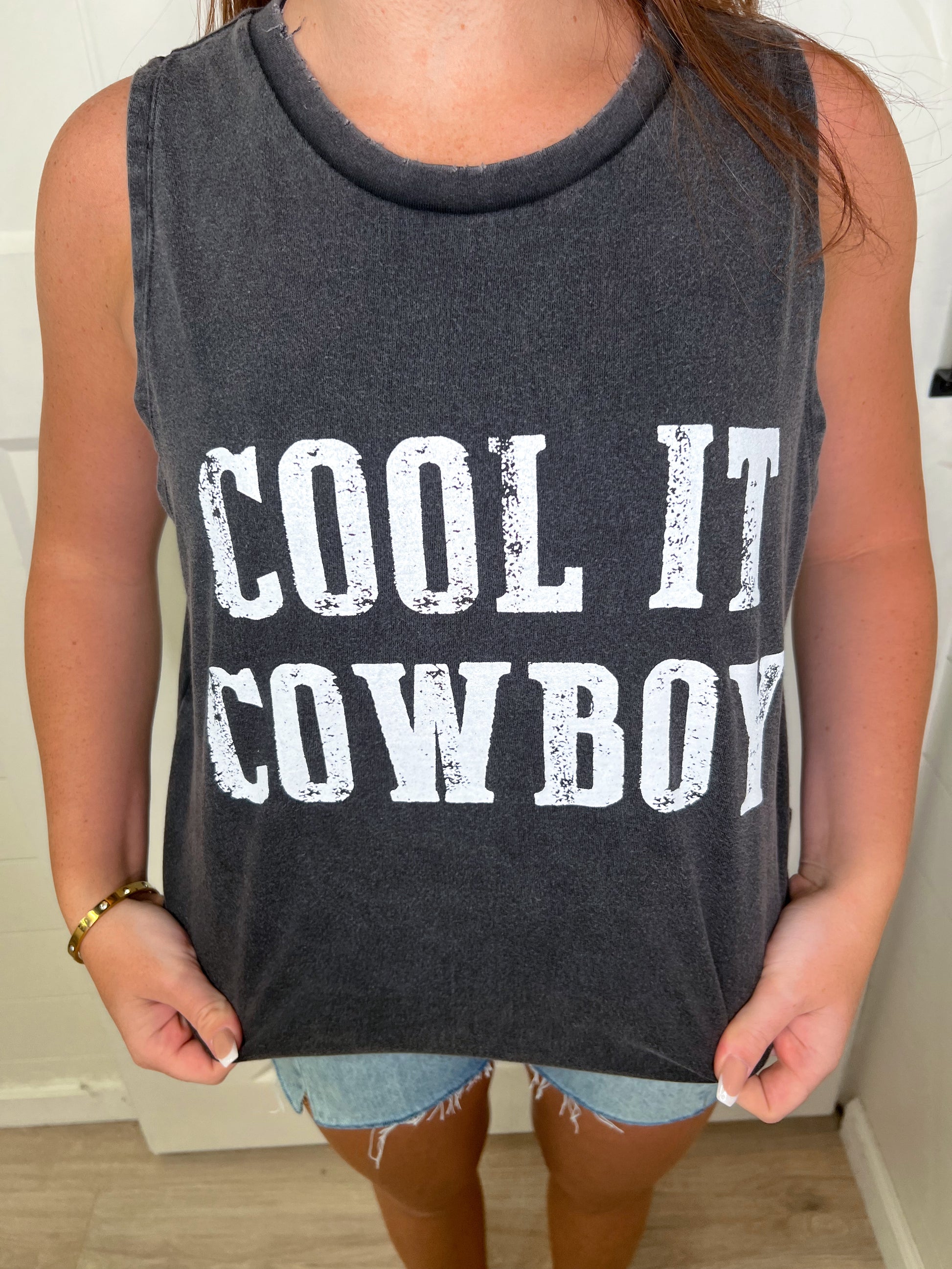 Cool It Cowboy Graphic Tank-TANK TOP-Zutter-6/20/23, FAVES, K2007-5066-The Twisted Chandelier