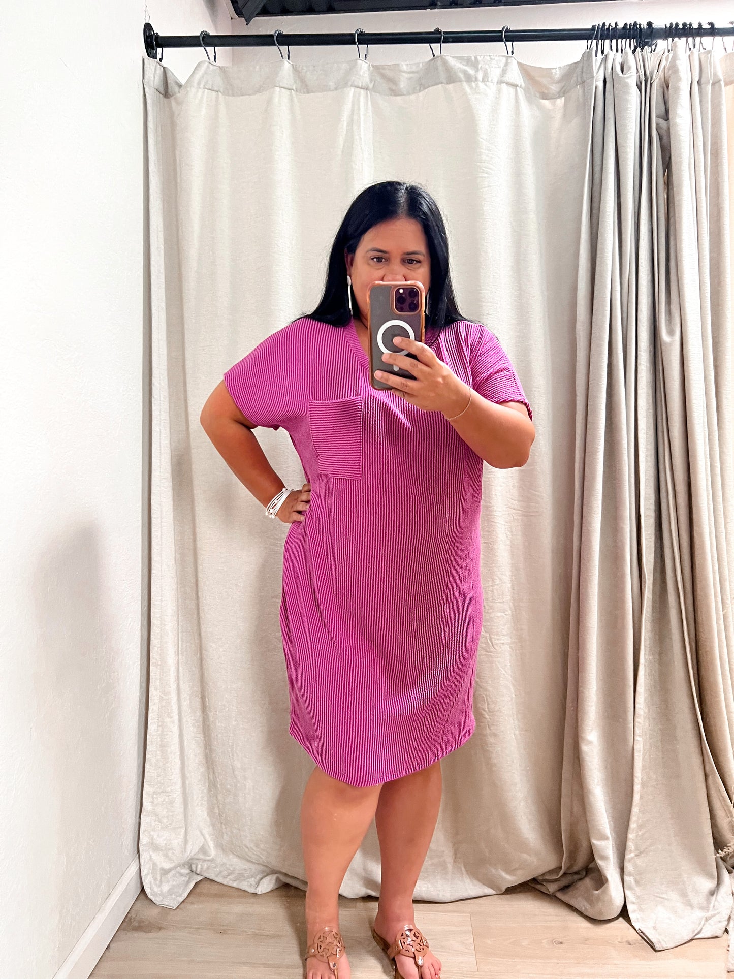 Maggie Tee Shirt Dress - Pink - Plus-Dress-Entro-7/18/23-The Twisted Chandelier