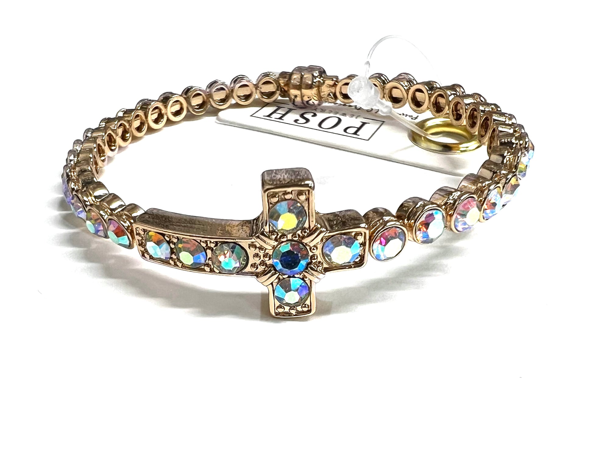 Rhinestone Cross Magnetic Bracelet-Earrings-POSH Jewelry Co--The Twisted Chandelier