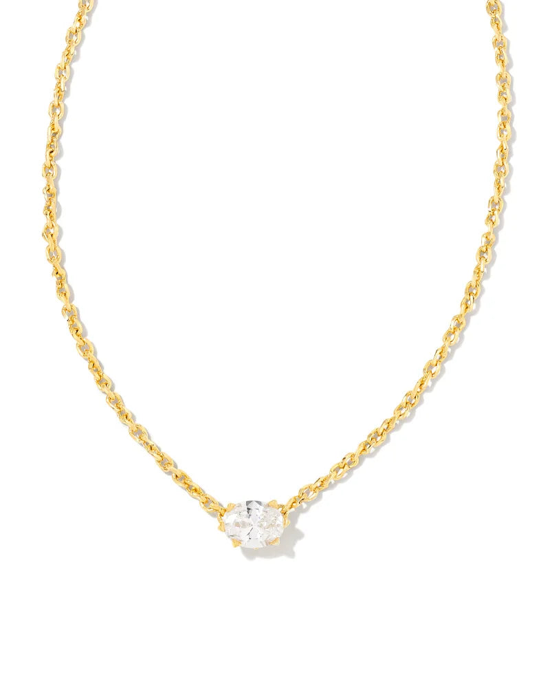 Kendra Scott Cailin Crystal Pendant Necklace Gold Metal White CZ-Necklaces-Kendra Scott-N1941GLD-The Twisted Chandelier