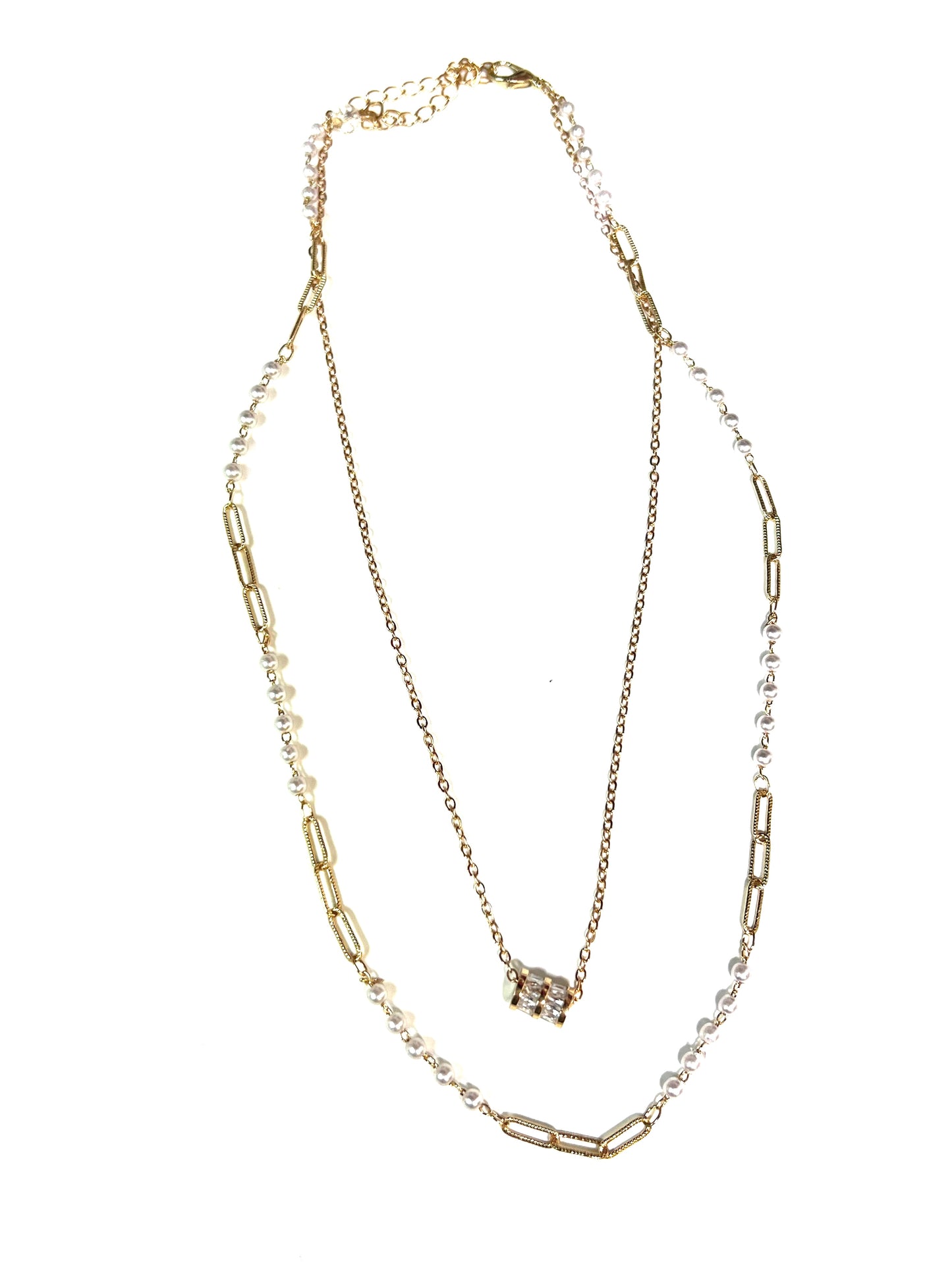 Dainty Gold Paperclip Chain Double Layer Necklace-Necklace-Southern Grace Wholesale--The Twisted Chandelier