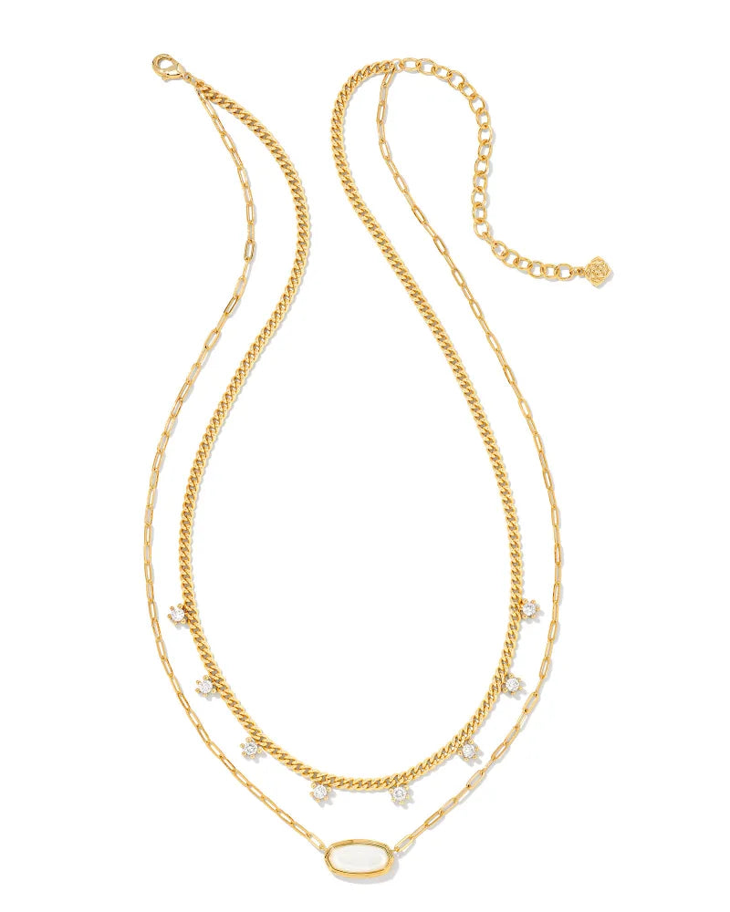 Kendra Scott Framed Elisa Multi Strand Necklace Gold Iridescent Opalite Illusion-Necklaces-Kendra Scott-N1943GLD-The Twisted Chandelier