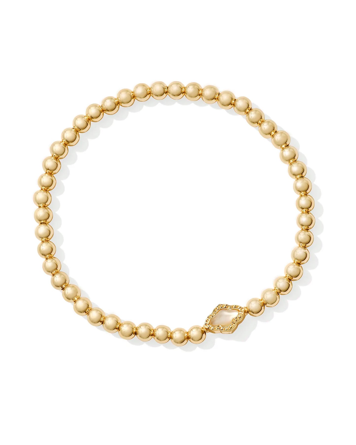 Kendra Scott Abbie Beaded Stretch Bracelet Gold Natural Mother of Pearl-Bracelets-Kendra Scott-B00222GLD, CR 07/31/24, FD 07/31/24-The Twisted Chandelier