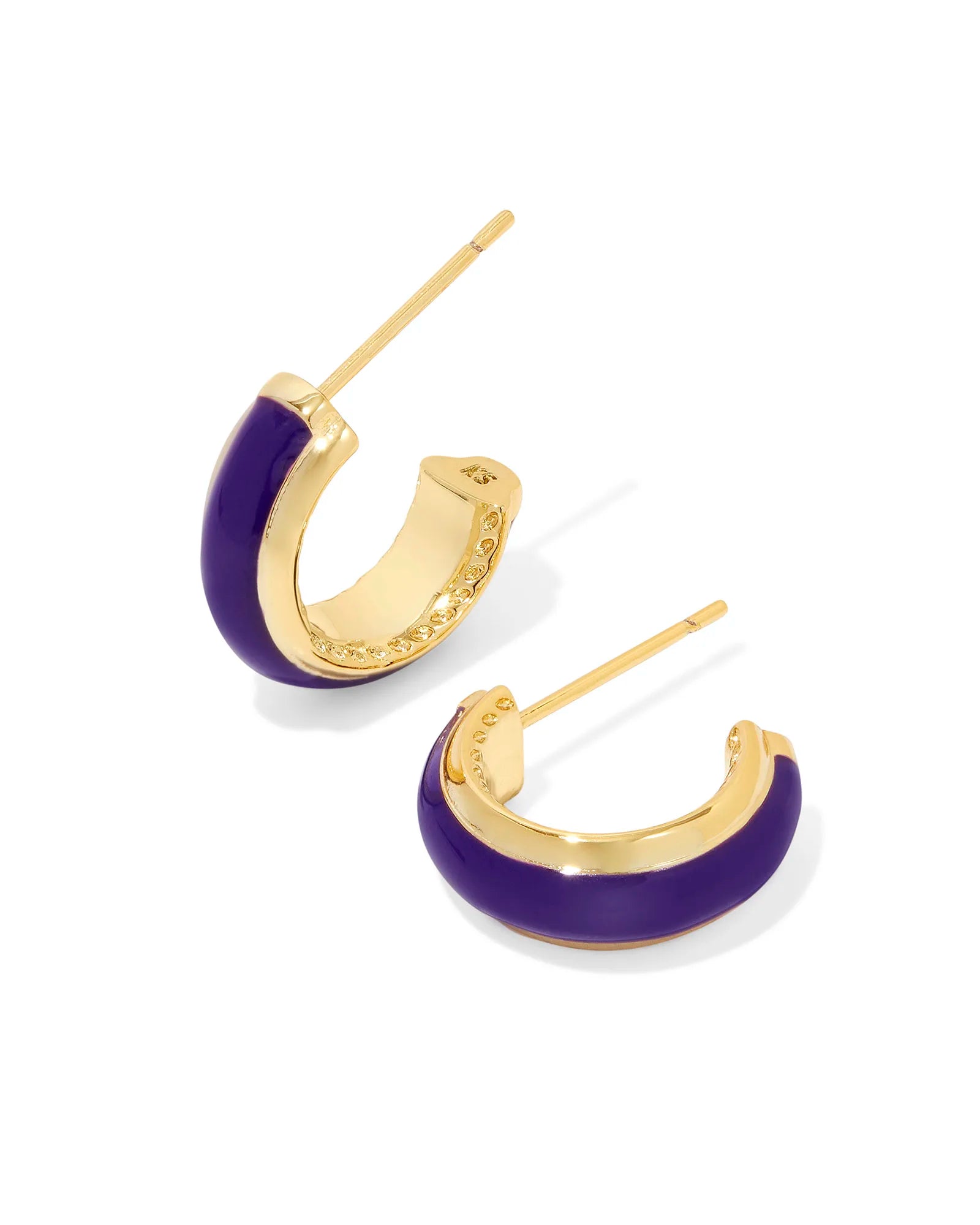 Kendra Scott Ainsley Huggie Earrings Gold Purple Enamel-Earrings-Kendra Scott-CR 07/31/24,E00564GLD,FD 07/31/24,gameday-The Twisted Chandelier