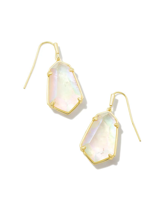 Kendra Scott Alexandria Drop Earrings Gold Iridescent Clear Rock Crystal-Earrings-Kendra Scott-E00262GLD-The Twisted Chandelier
