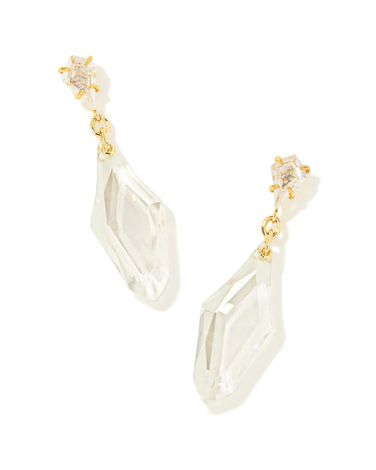 Kendra Scott Alexandria Statement Earrings Gold Lustre Clear Glass-Earrings-Kendra Scott-E00261GLD-The Twisted Chandelier