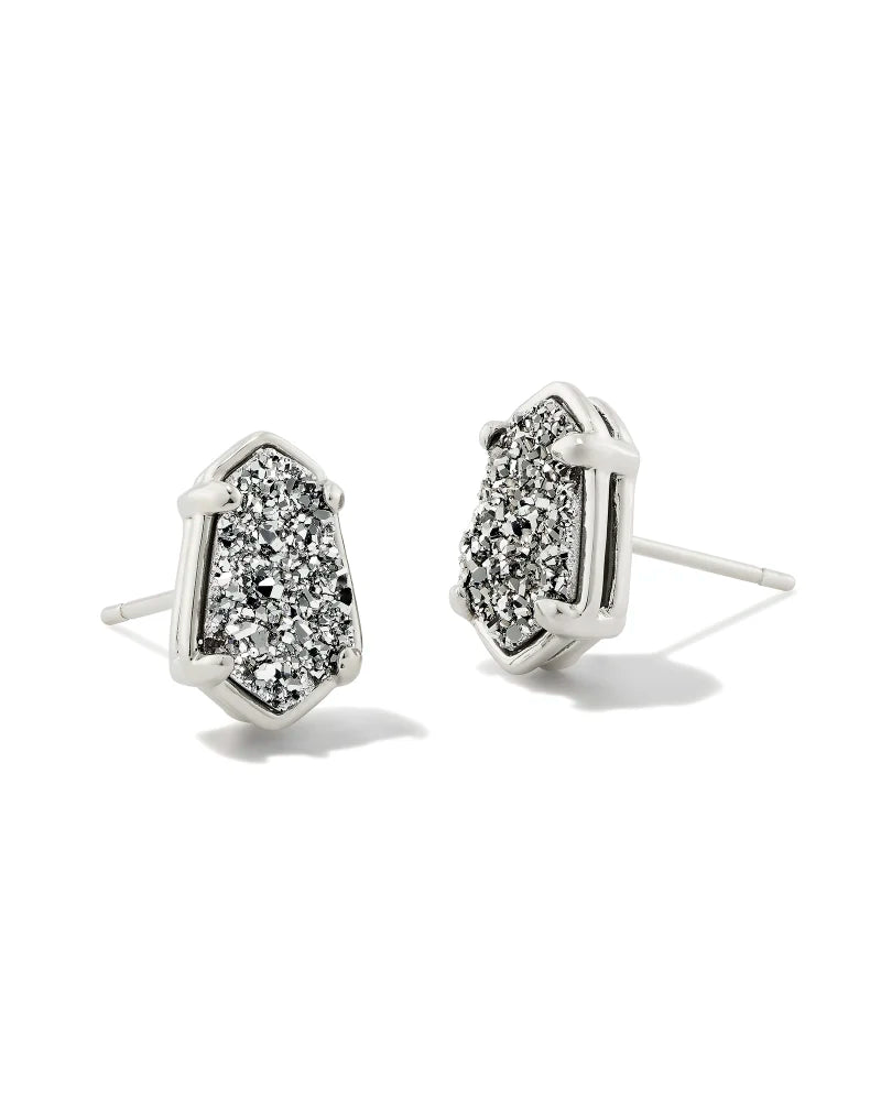 Kendra Scott Alexandria Stud Earrings Silver Platinum Drusy-Earrings-Kendra Scott-E00259RHD-The Twisted Chandelier