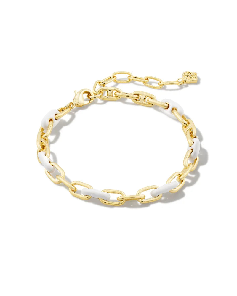 Kendra Scott Bailey Chain Bracelet Gold White Mix-Bracelets-Kendra Scott-B00026GLD-The Twisted Chandelier