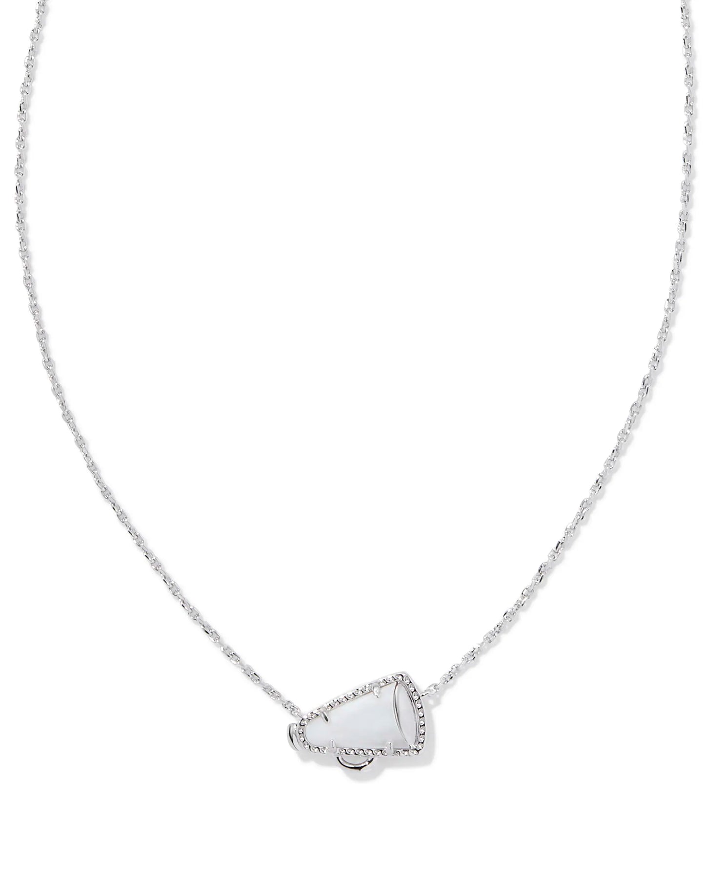 Kendra Scott Cheer Short Pendant Necklace Silver White Mother of Pearl-Necklaces-Kendra Scott-CR 07/31/24, FD 07/31/24, gameday, N00716RHD-The Twisted Chandelier