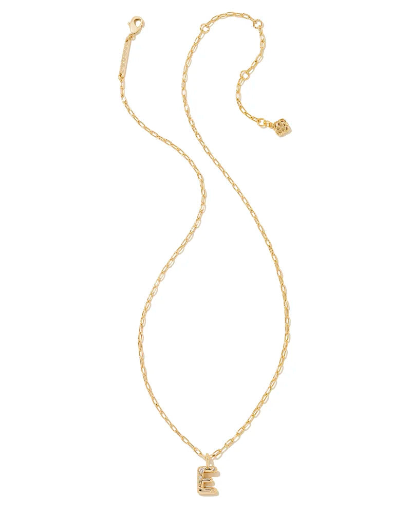 Kendra Scott Crystal Letter E Short Pendant Necklace Gold White CZ-Necklaces-Kendra Scott-N00194GLD-The Twisted Chandelier