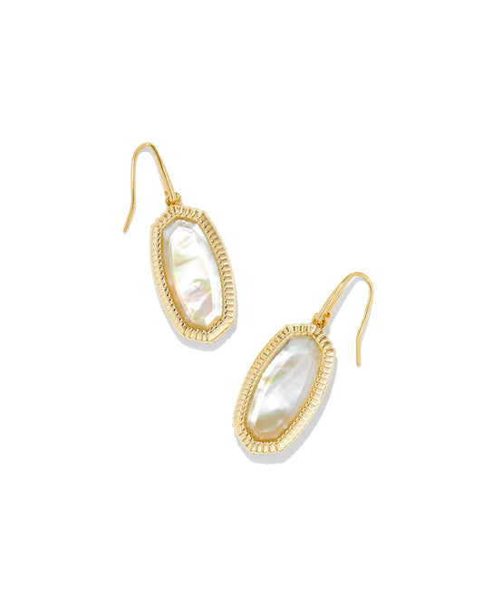 Kendra Scott Dani Ridge Frame Drop Earrings Gold Golden Abalone-Earrings-Kendra Scott-E00417GLD-The Twisted Chandelier