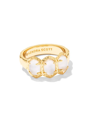 Kendra Scott Daphne Band Ring Gold Ivory Mother of Pearl 8