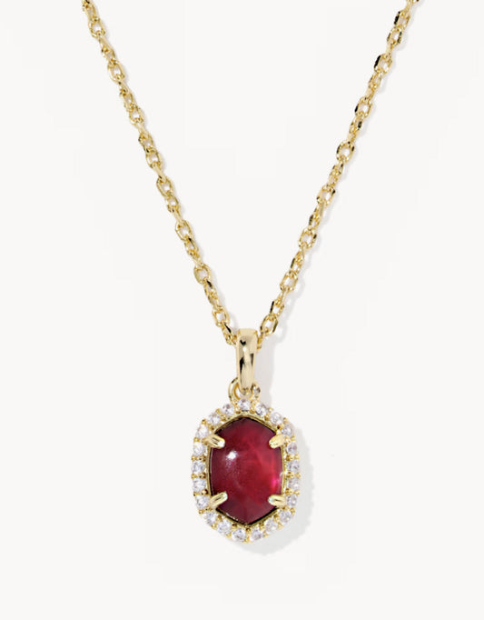Kendra Scott Daphne Crystal Frame Short Pendant Necklace Gold Dark Burgundy Illusion-Kendra Scott-N01340GLD-The Twisted Chandelier