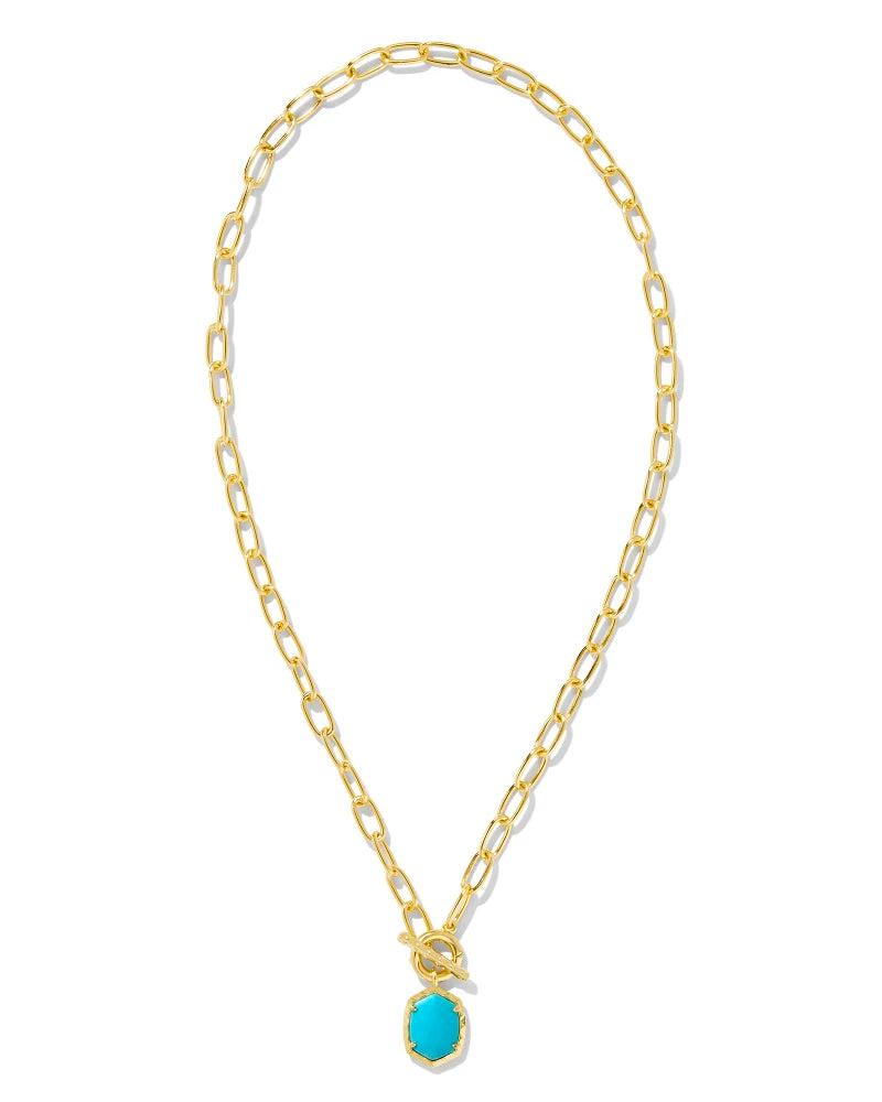 Kendra Scott Daphne Link and Chain Necklace Gold Variegated Turquoise Magnesite-Necklaces-Kendra Scott-N00448GLD-The Twisted Chandelier