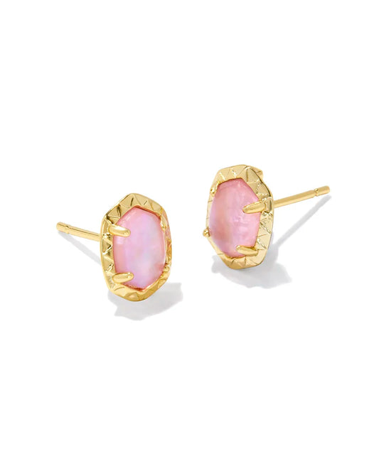 Kendra Scott Daphne Stud Earrings Gold Light Pink Iridescent Abalone-Earrings-Kendra Scott-E00406GLD-The Twisted Chandelier