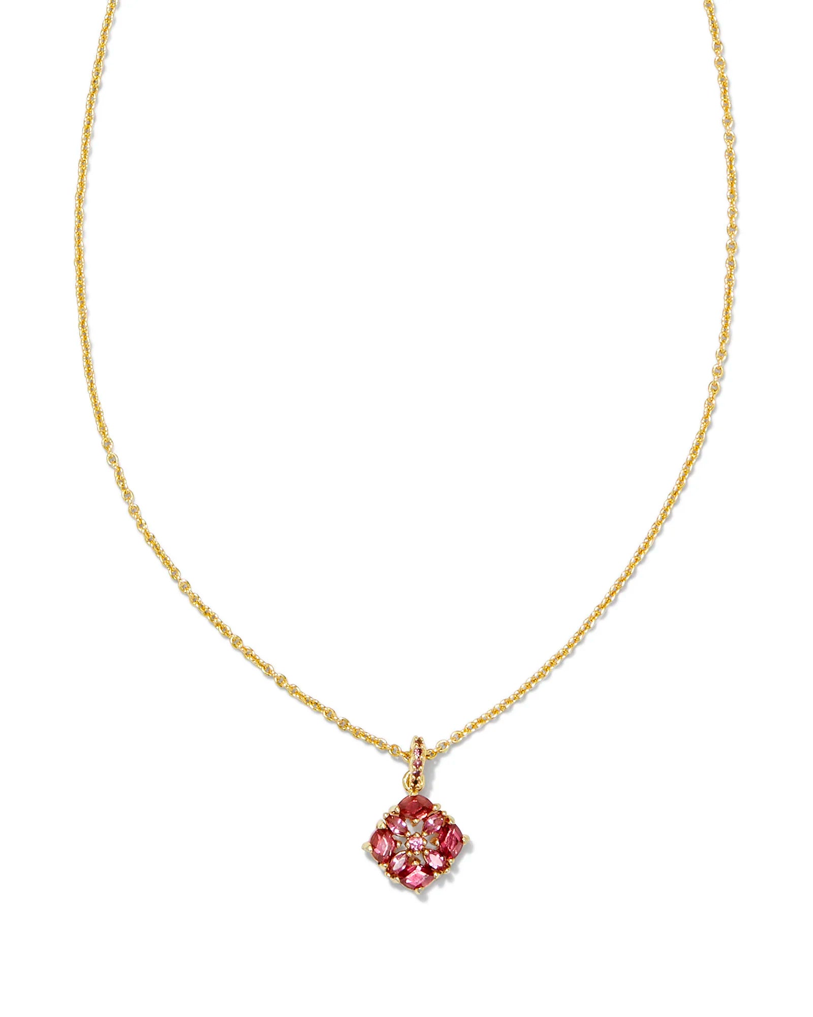 Kendra Scott Dira Crystal Short Pendant Necklace Gold Pink Mix-Necklaces-Kendra Scott-N00469GLD-The Twisted Chandelier