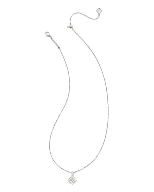 Kendra Scott Dira Crystal Short Pendant Necklace Silver White Crystal-Necklaces-Kendra Scott-N00469RHD-The Twisted Chandelier
