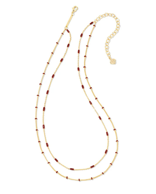 Kendra Scott Dottie Multi Strand Necklace Gold Burgundy-Necklaces-Kendra Scott-N00239GLD-The Twisted Chandelier
