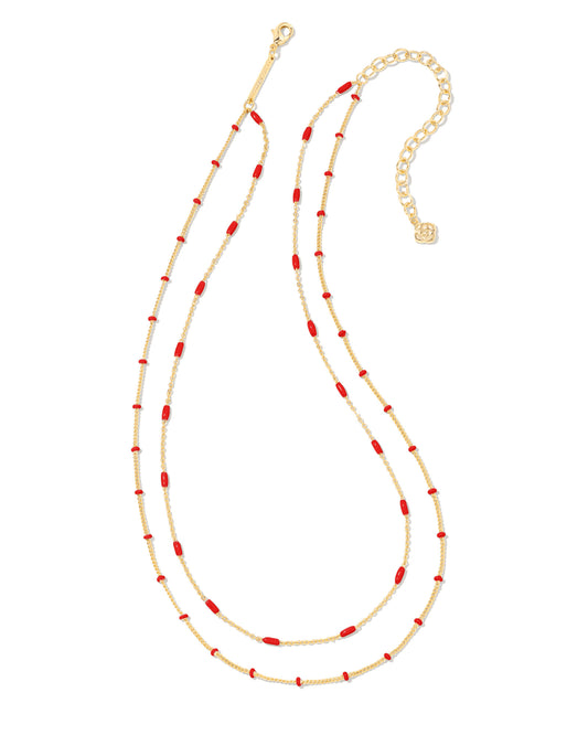 Kendra Scott Dottie Multi Strand Necklace Gold Red-Necklaces-Kendra Scott-N00239GLD-The Twisted Chandelier