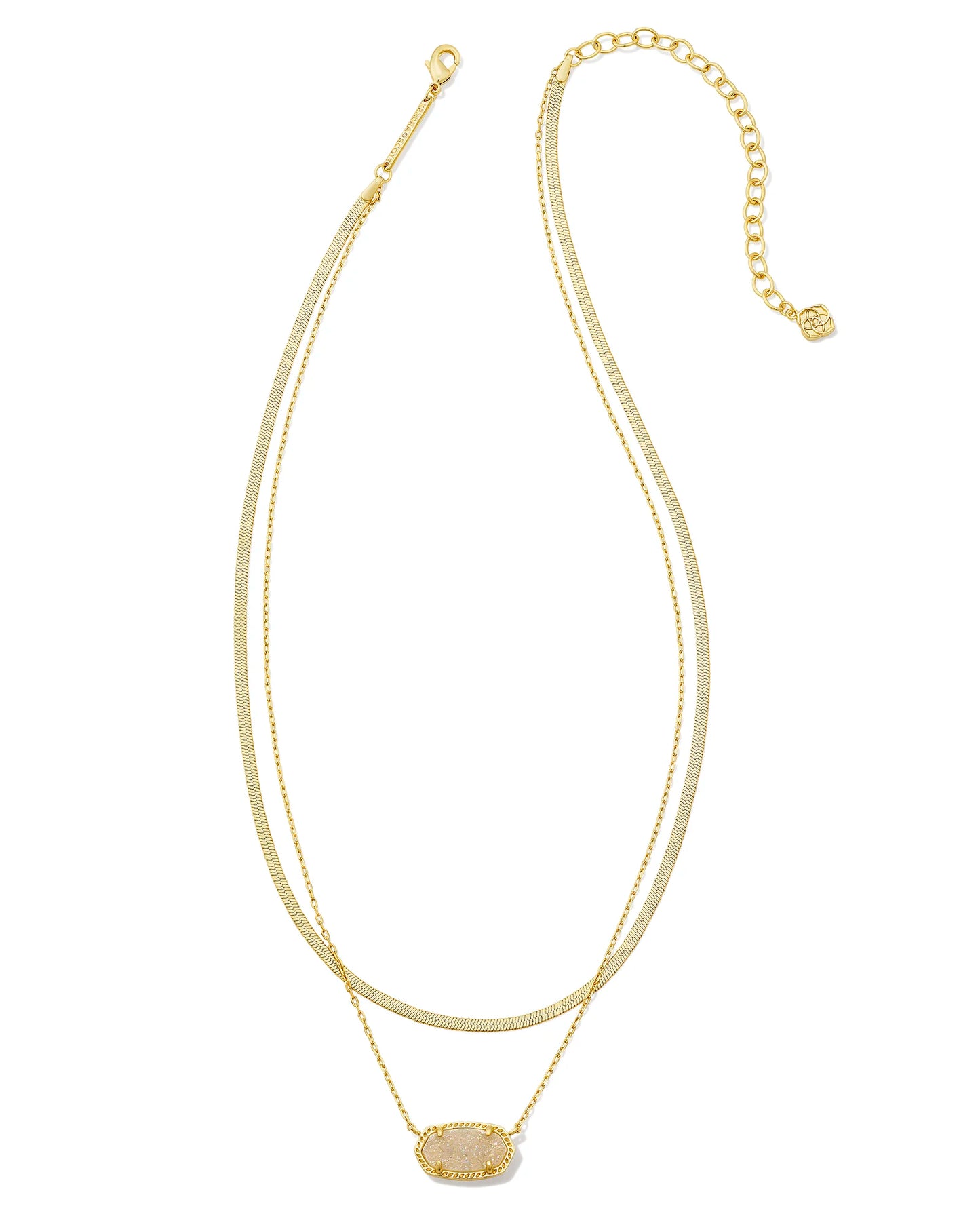 Kendra Scott Elisa Herringbone Multistrand Necklace Gold Iridescent Drusy-Necklaces-Kendra Scott-N00225GLD-The Twisted Chandelier