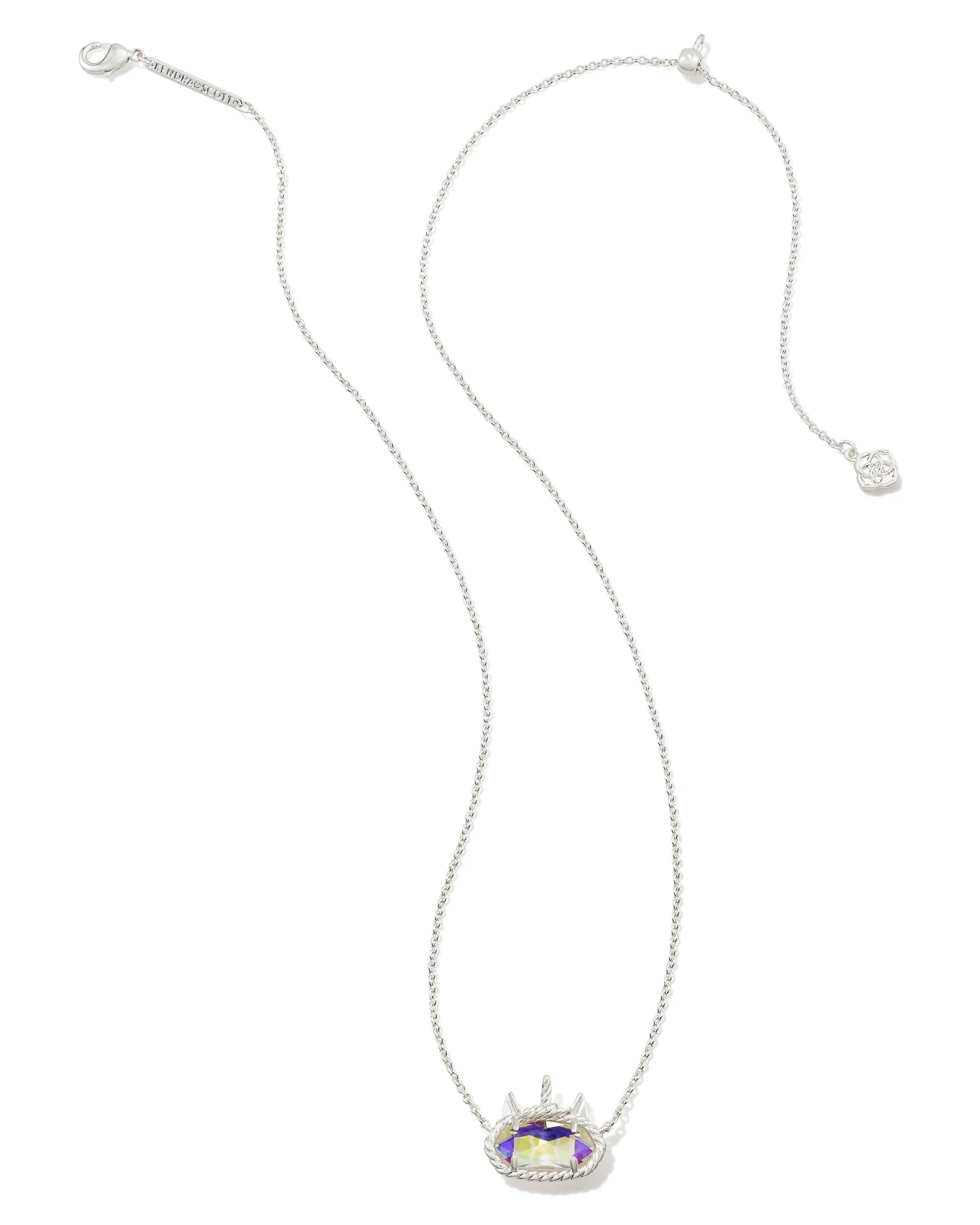 Kendra Scott Elisa Unicorn Short Pendant Necklace Bright Silver Dichroic Glass-Necklaces-Kendra Scott-N00231BSV-The Twisted Chandelier