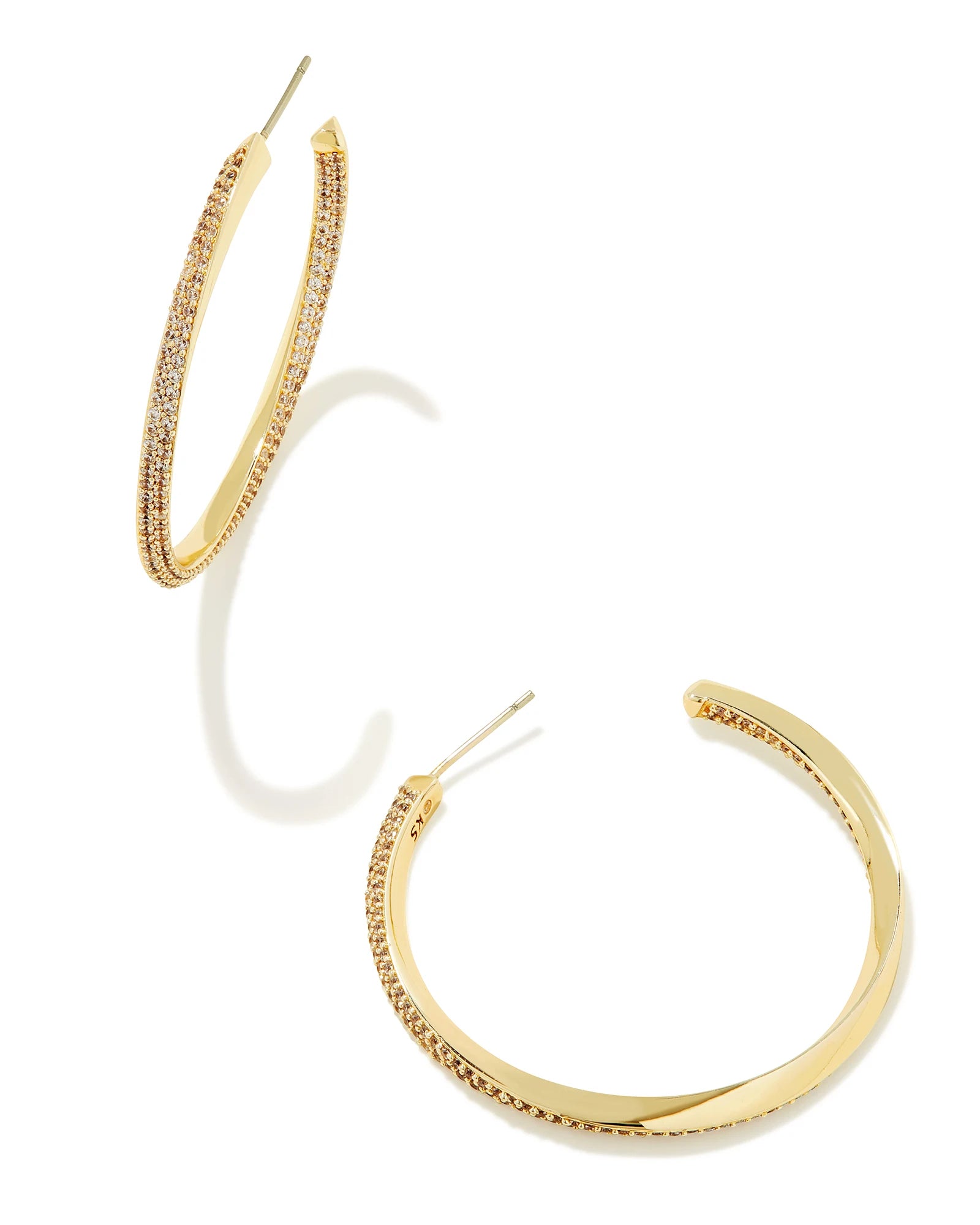 Kendra Scott Ella Hoop Earrings Gold White CZ-Earrings-Kendra Scott-E00251GLD-The Twisted Chandelier