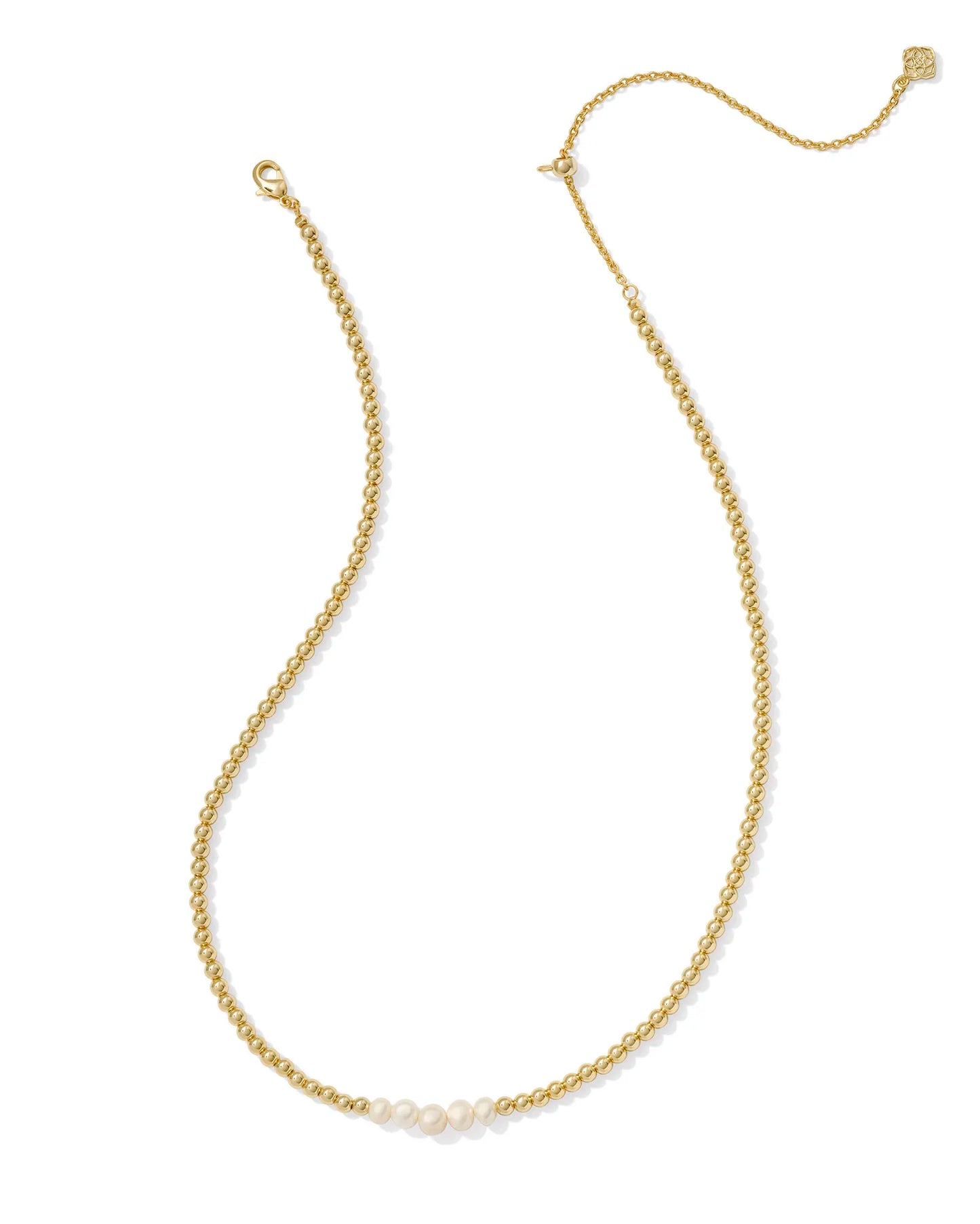 Kendra Scott Eve Beaded Strand Necklace Gold White Pearl-Necklaces-Kendra Scott-CR 07/31/24, FD 07/31/24, N00715GLD-The Twisted Chandelier