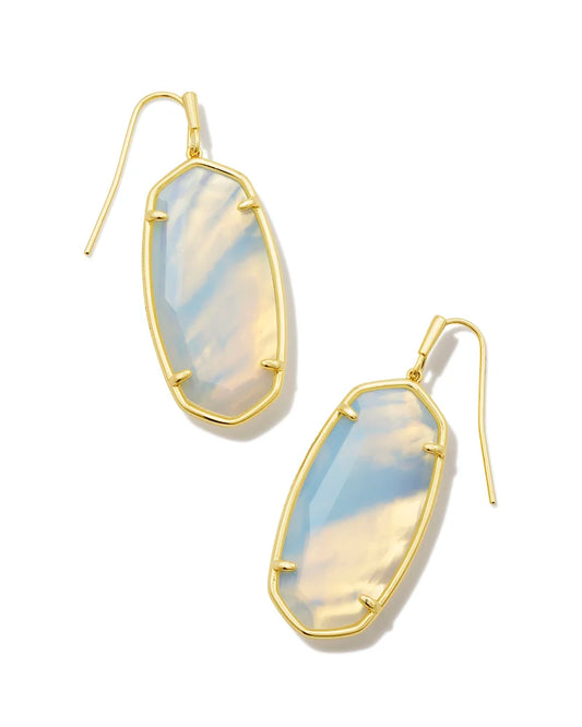 Kendra Scott Faceted Elle Drop Earrings Gold Iridescent Opalite Illusion-Earrings-Kendra Scott-E1440GLD-The Twisted Chandelier