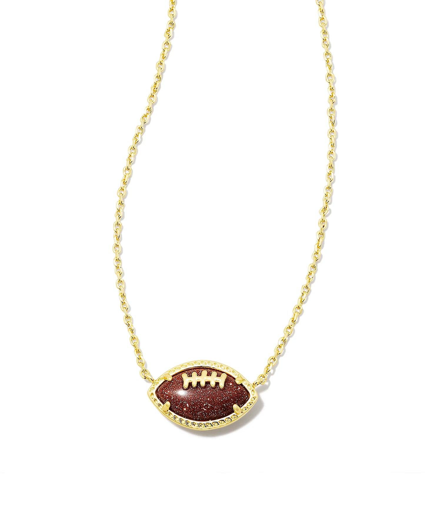 Kendra Scott Football Short Pendant Necklace Gold Orange Goldstone-Necklaces-Kendra Scott-N00329GLD-The Twisted Chandelier