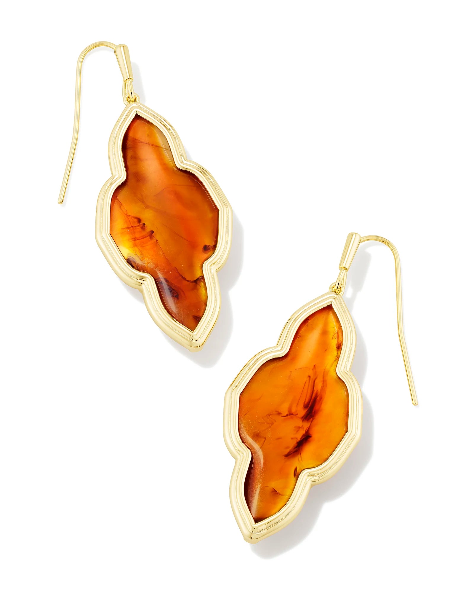 Kendra Scott Framed Abbie Drop Earrings Gold Marble Amber Illusion-Earrings-Kendra Scott-E00157GLD-The Twisted Chandelier