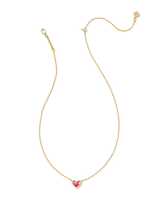 Kendra Scott Framed Ari Heart Short Pendant Necklace Gold Azalea Illusion-Necklaces-Kendra Scott-CR 07/31/24, FD 07/31/24, N00347GLD-The Twisted Chandelier