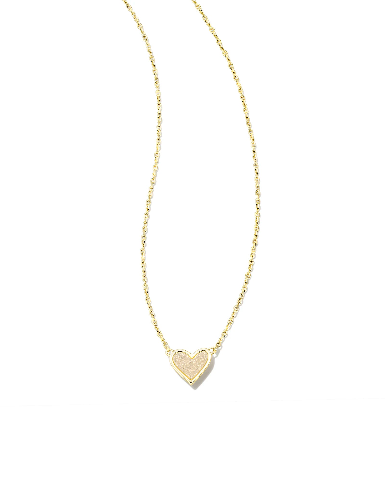 Kendra Scott Framed Ari Heart Short Pendant Necklace Gold Iridescent Drusy-Necklaces-Kendra Scott-N00347GLD-The Twisted Chandelier
