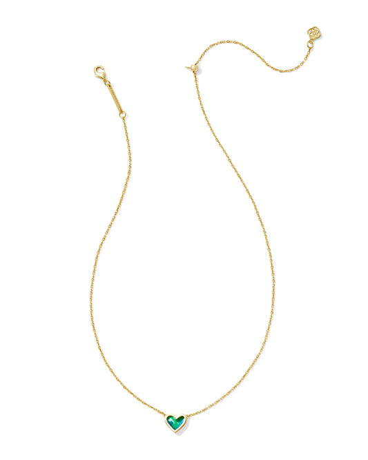 Kendra Scott Framed Ari Heart Short Pendant Necklace Gold Mood Stone-Necklaces-Kendra Scott-CR 07/31/24, FD 07/31/24, N00347GLD-The Twisted Chandelier