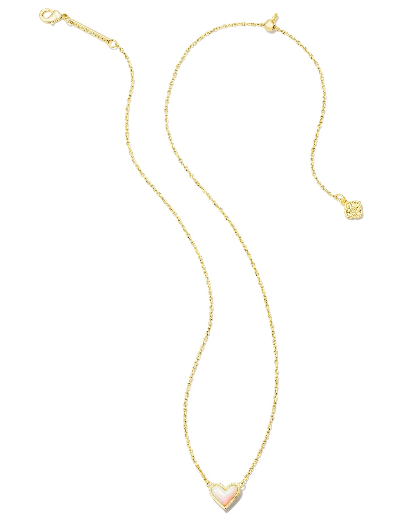 Kendra Scott Framed Ari Heart Short Pendant Necklace Gold White Opalescent Resin-Necklaces-Kendra Scott-N00347GLD-The Twisted Chandelier
