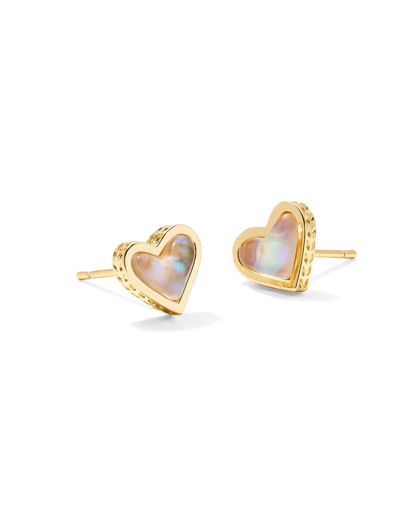 Kendra Scott Framed Ari Heart Stud Earrings Gold Iridescent Abalone-Earrings-Kendra Scott-CR 07/31/24, E00276GLD, FD 07/31/24-The Twisted Chandelier