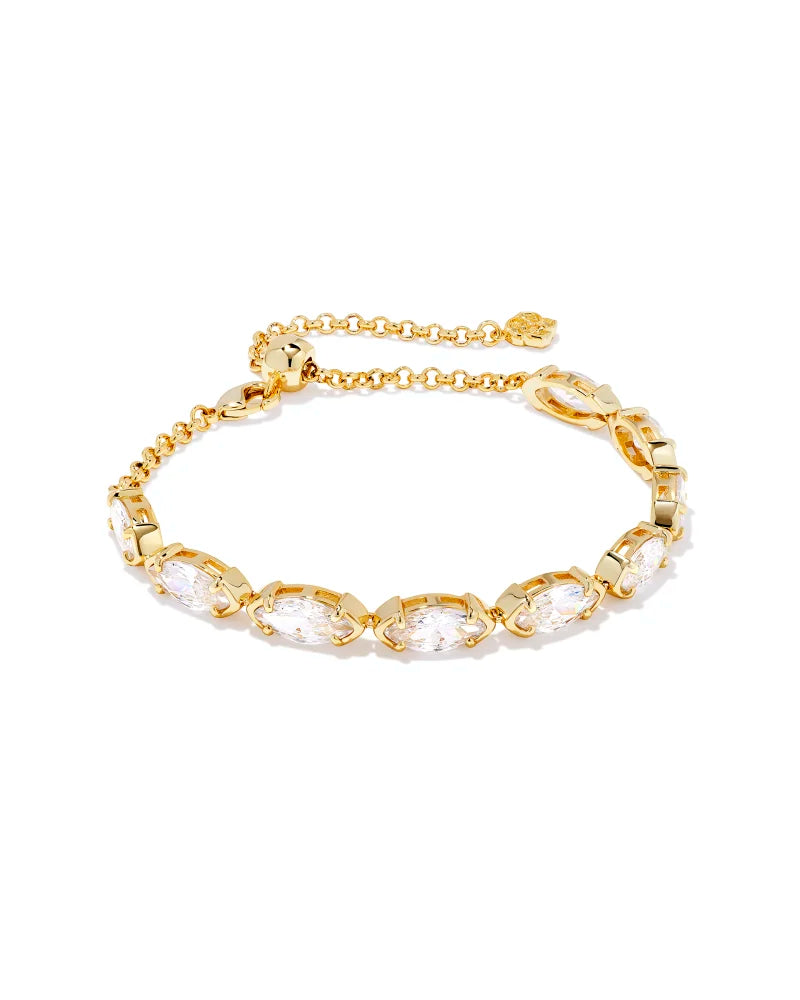 Kendra Scott Genevieve Delicate Chain Bracelet Gold White CZ-Bracelets-Kendra Scott-B00078GLD-The Twisted Chandelier