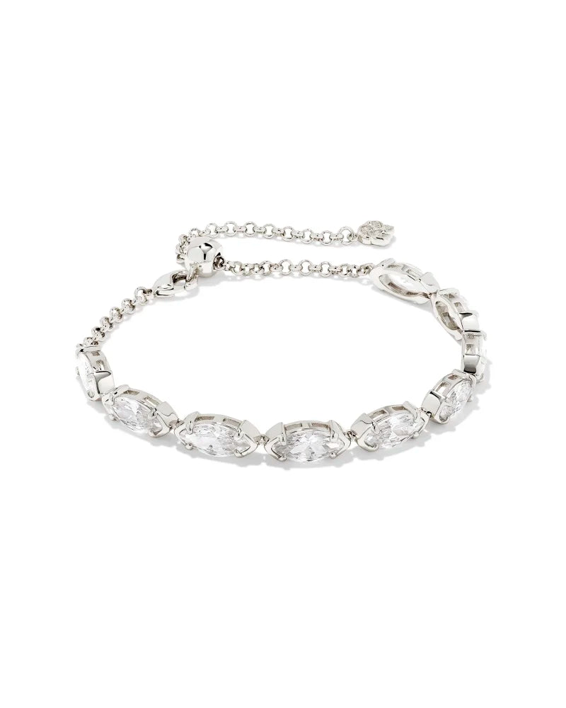 Kendra Scott Genevieve Delicate Chain Bracelet Silver White CZ-Bracelets-Kendra Scott-B00078RHD-The Twisted Chandelier