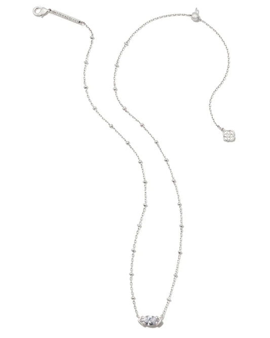 Kendra Scott Genevieve Satellite Short Pendant Necklace Silver White CZ-Necklaces-Kendra Scott-N00217RHD-The Twisted Chandelier