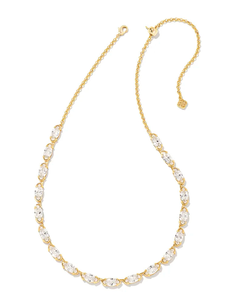 Kendra Scott Genevieve Strand Necklace Gold White CZ-Necklaces-Kendra Scott-N00219GLD-The Twisted Chandelier