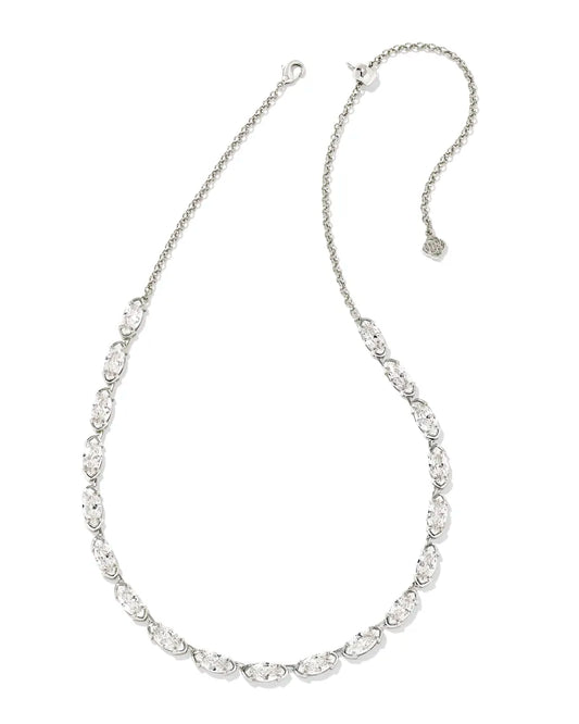 Kendra Scott Genevieve Strand Necklace Silver White CZ-Necklaces-Kendra Scott-N00219RHD-The Twisted Chandelier