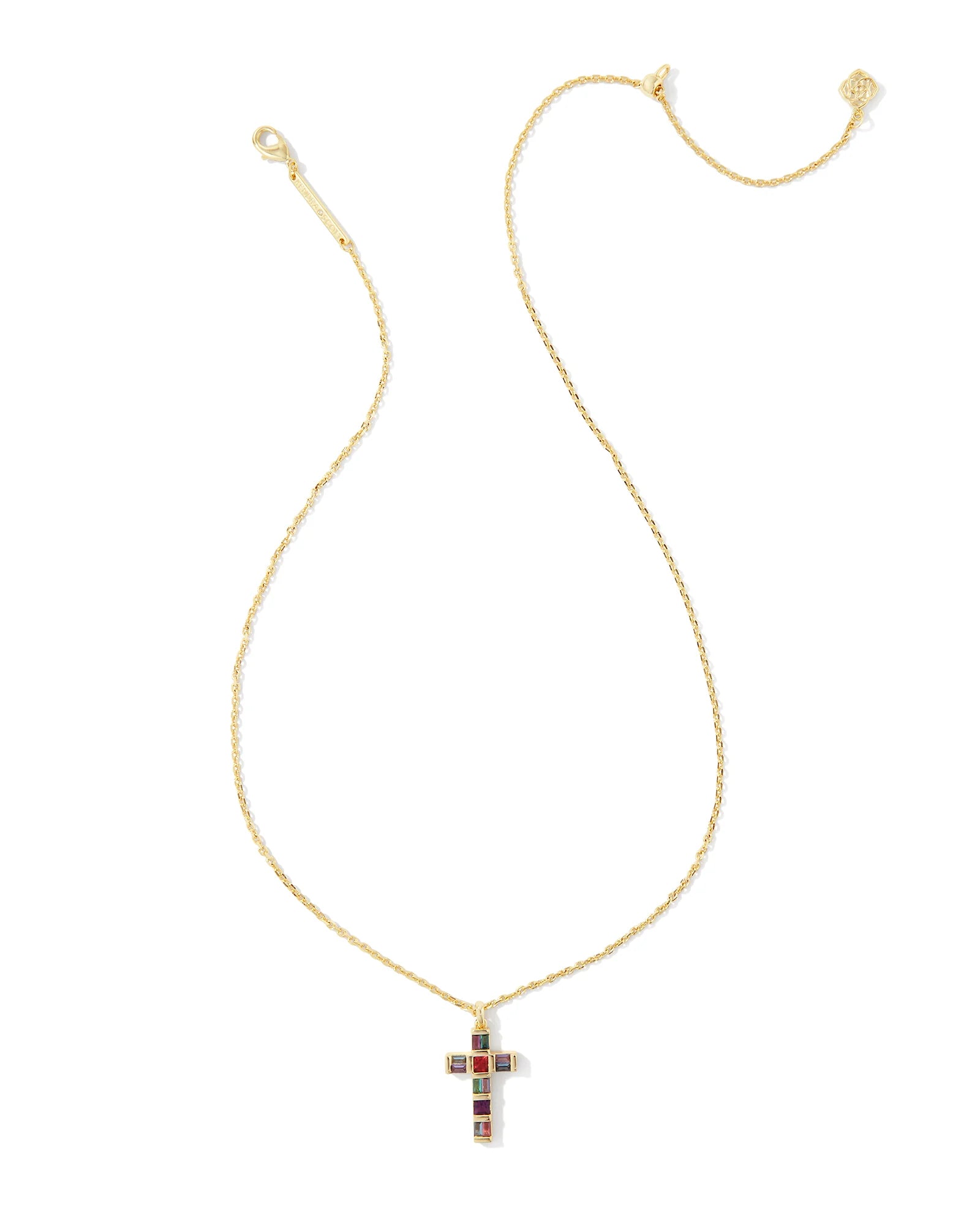 Kendra Scott Gracie Cross Short Pendant Necklace Gold Multi Mix-Necklaces-Kendra Scott-N00346GLD-The Twisted Chandelier