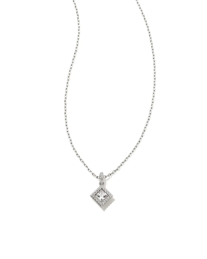 Kendra Scott Gracie Short Pendant Necklace Silver White CZ-Necklaces-Kendra Scott-N00344GLD-The Twisted Chandelier