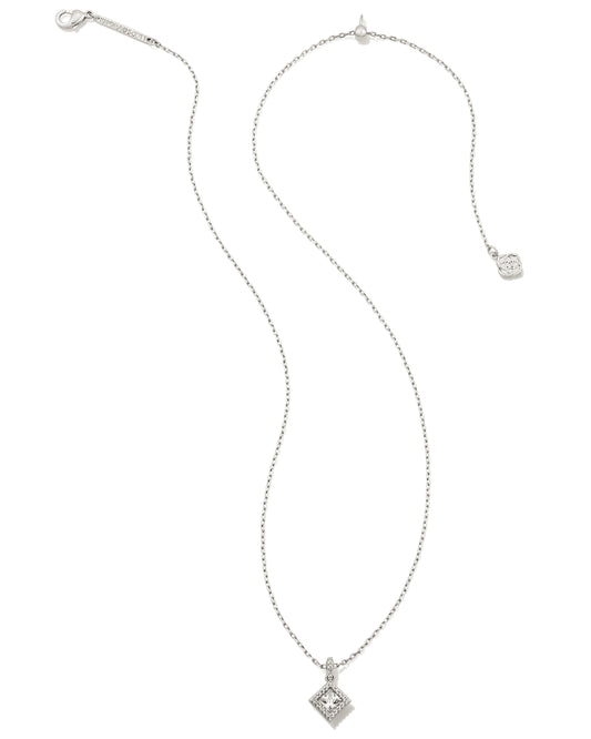 Kendra Scott Gracie Short Pendant Necklace Silver White CZ-Necklaces-Kendra Scott-N00344GLD-The Twisted Chandelier