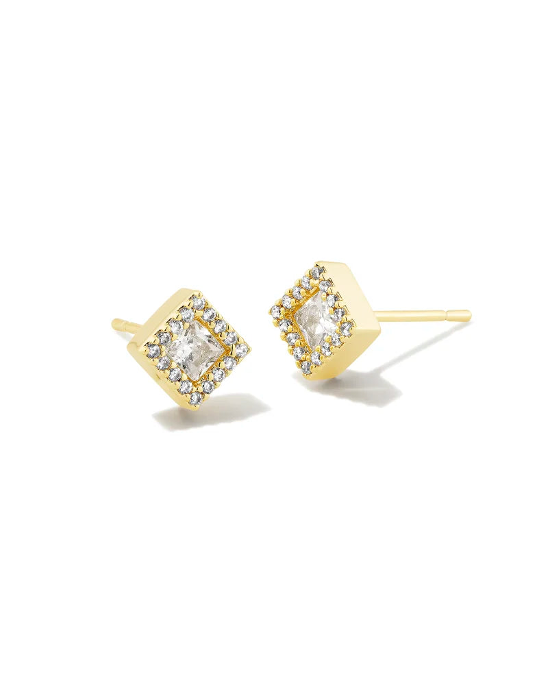 Kendra Scott Gracie Stud Earrings Gold White CZ-Earrings-Kendra Scott-E00269GLD-The Twisted Chandelier