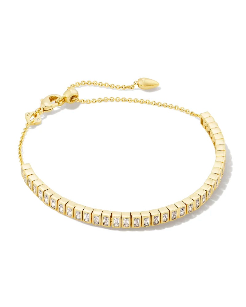 Kendra Scott Gracie Tennis Delicate Chain Bracelet Gold White CZ-Bracelets-Kendra Scott-B00122GLD-The Twisted Chandelier