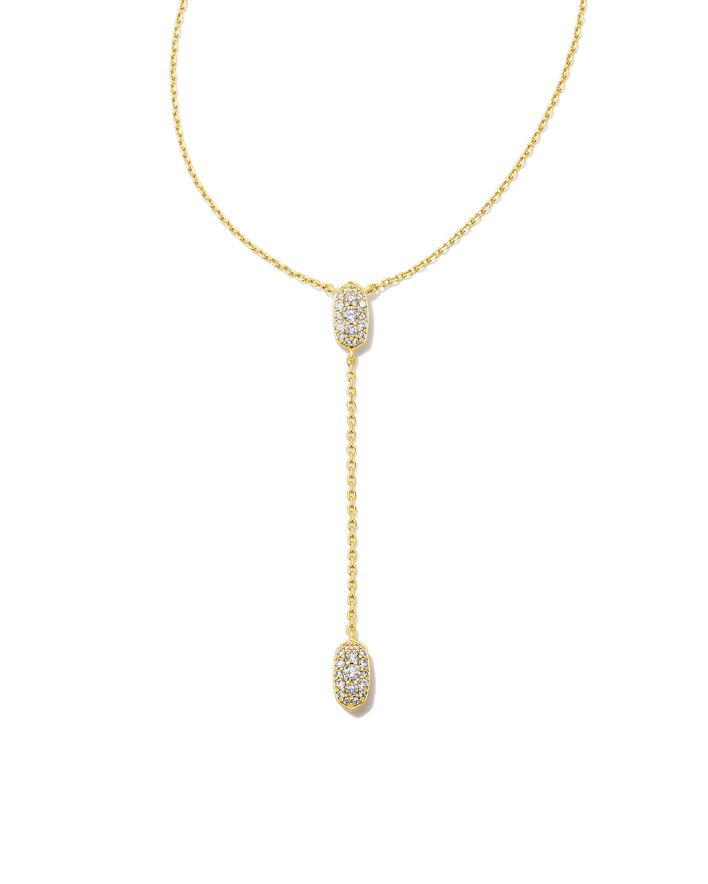 Kendra Scott Grayson Y Necklace Gold White CZ-Necklaces-Kendra Scott-N00328GLD-The Twisted Chandelier