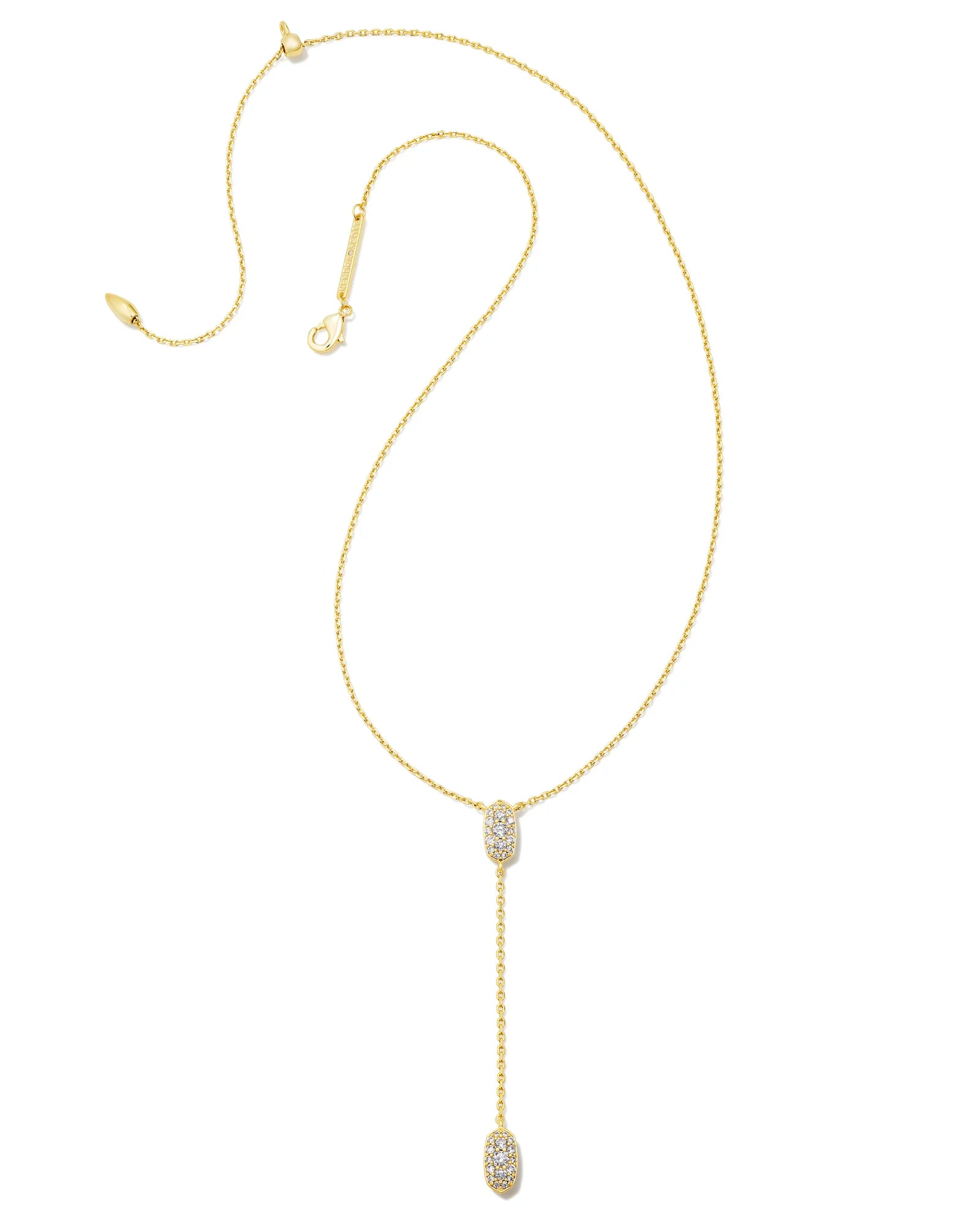 Kendra Scott Grayson Y Necklace Gold White CZ-Necklaces-Kendra Scott-N00328GLD-The Twisted Chandelier